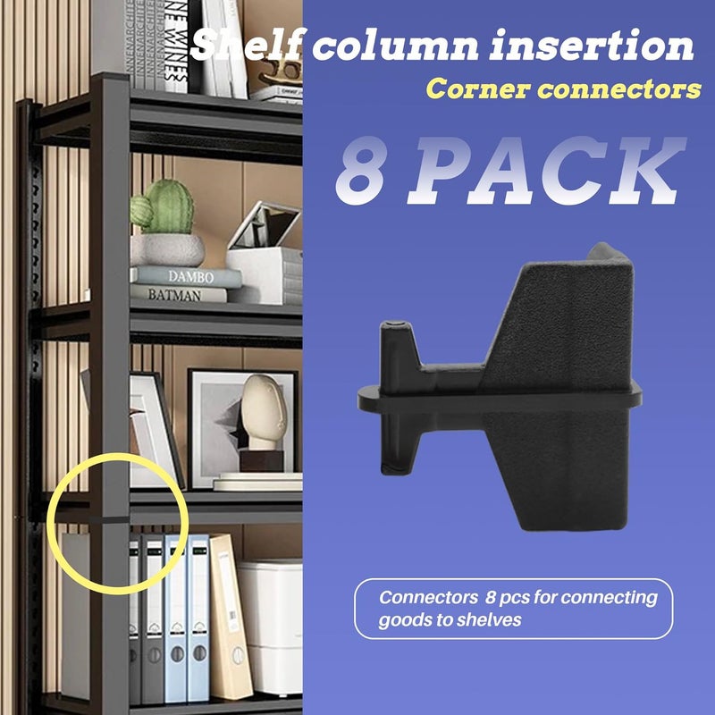 Terixe 8 Pcs Post Inserts Connectors for Whalen 5 Shelf Heavy Duty Shelving Unit - PP Plastic, Injection Molded, Sturdy & Strong Support - Black, Includes 8 Post Corner Connectors - Image 2